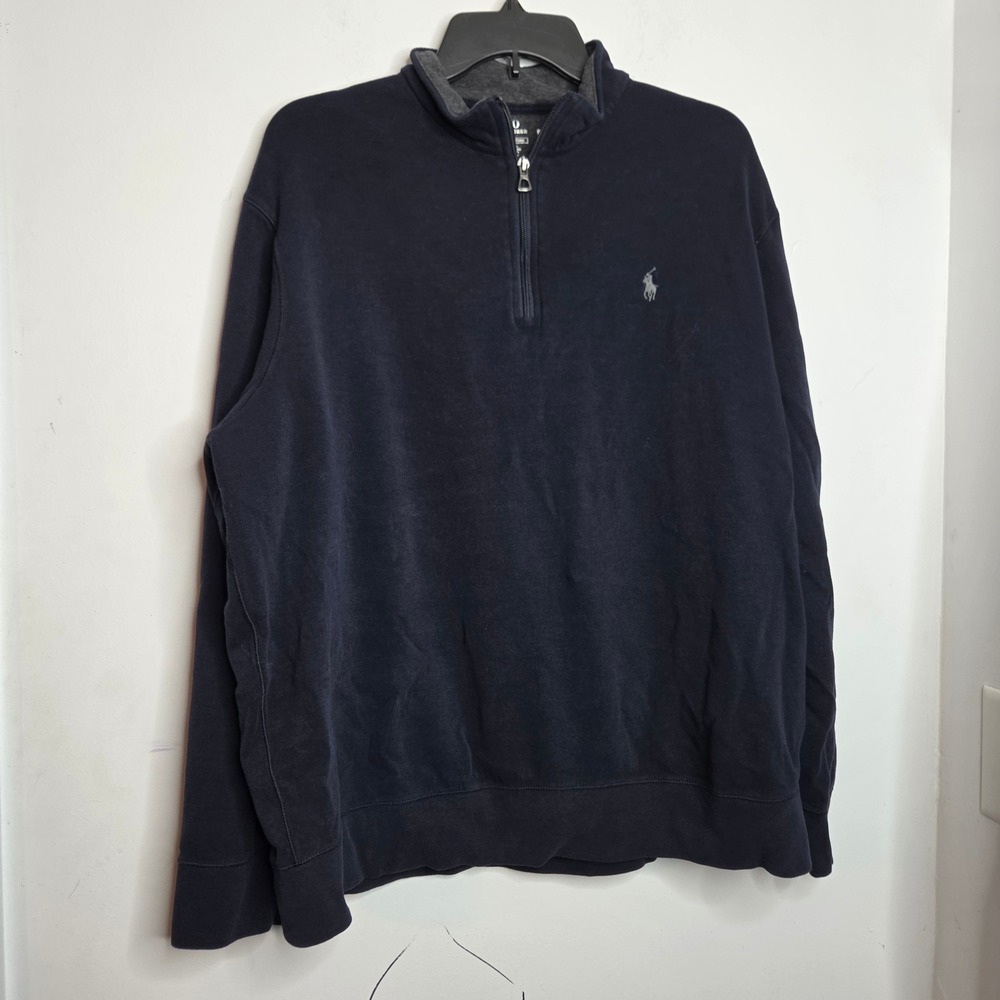 Polo Ralph Lauren Mens XL Navy Blue Quarter Zip Pullover Pony Logo Sweater